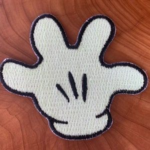 Glow in the Dark Glove mickey embroidery patch, applique iron on cartoon safari hat craft jacket kids DIY mickey