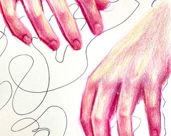 harry's hands in mixed media PRINT (4x6)