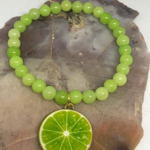 Lime Bracelet, Lime Jewelry, Summer Bracelet, Summer Jewelry, Lime Green Bracelet, Fruit Bracelet, Fruit Jewelry, Lime, Gemstone Bracelet