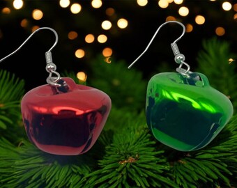 Feestelijke rode en groene beloorbellen – kerstvakantiesieraden, lichtgewicht hangoorbellen, kerstcadeau voor haar