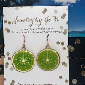 Lime Enamel Dangle Earrings: Rose Gold Ear Wires