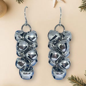 Silver Bell Cluster Earrings: Holiday Jingle Jewelry