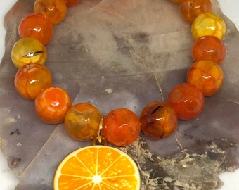 Orange Bracelet, Orange Jewelry, Fruit Bracelet, Fruit Jewelry, Oranges, Orange Slice Bracelet, Food Bracelet, Food Jewelry, Orange Slice