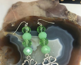 Four Leaf Clover Earrings, Four Leaf Clover Jewelry, St Patty’s Day Jewelry, St Patty’s Day Earrings, Dangle Earrings, Four Leaf Clovers