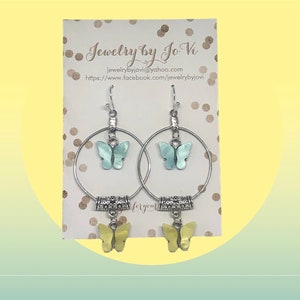 Butterfly Hoop Earrings, Butterfly Earrings, Butterfly Jewelry, Hoop Earrings, Dangle earrings, Gifts for her, Spring Jewelry, OOAK