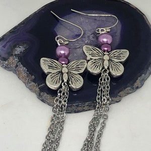 Butterfly Chain Earrings, Butterfly Earrings, Butterfly Jewelry, Chain Earrings, Chain Jewelry, Dangle Earrings, Butterflies