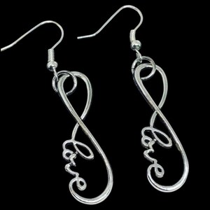Infinity Love Dangle Earrings: Stainless Steel Fish Hook