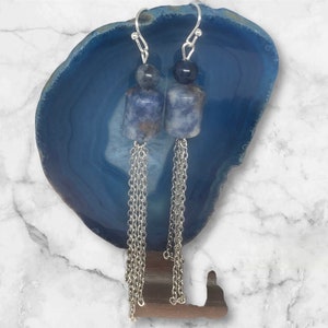 Sodalite Earrings, Sodalite, Sodalite Dangles, Chain Earrings, Earrings, Sodalite Beads, Gemstone Earrings, Gemstone Jewelry