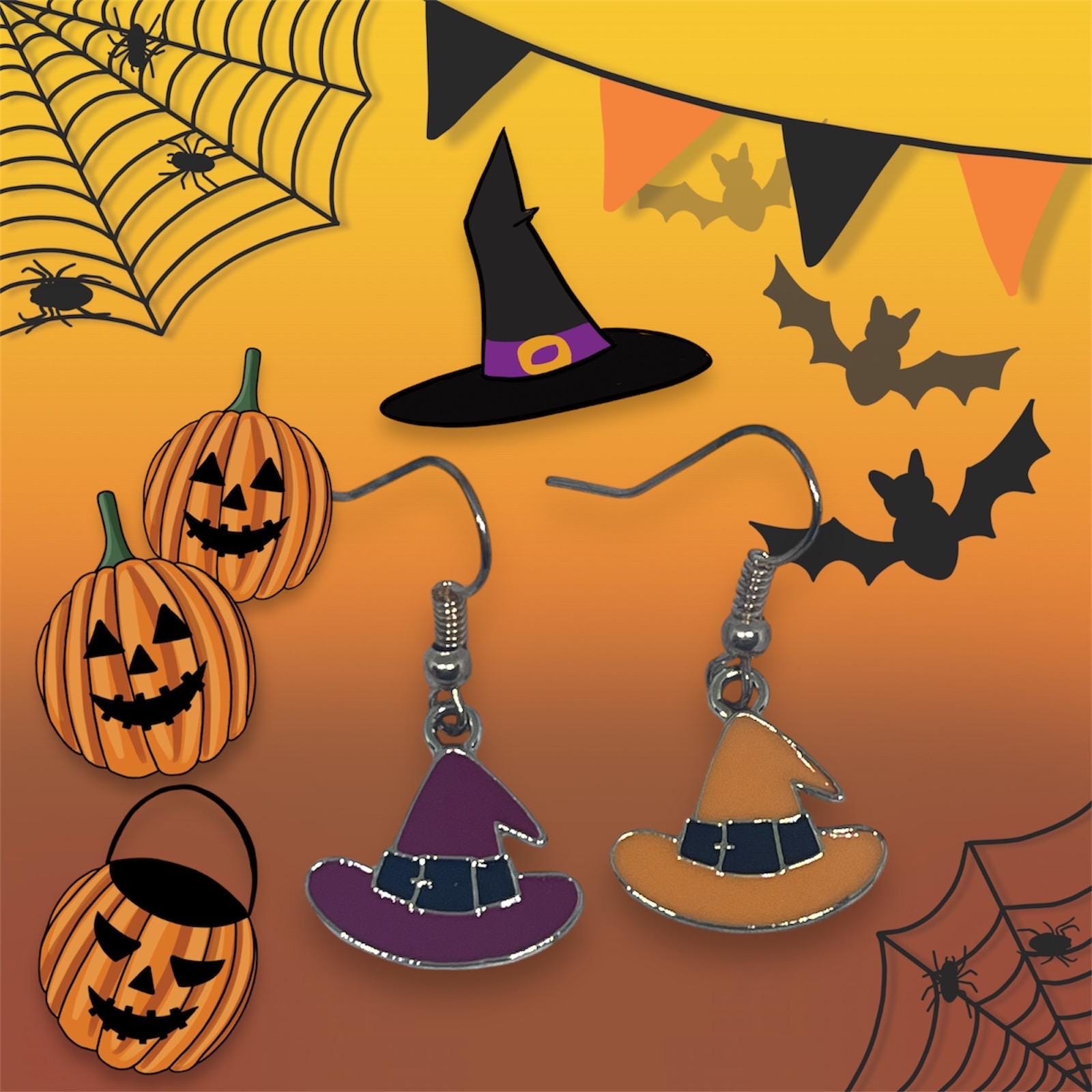 Orecchini A Cappello Da Strega Per Halloween, Pendenti Spettrali In Lega, Accessori Cosplay Donna, Regalo Perfetto Per Feste In Costume - 3