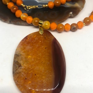 Orange Agate Necklace, Agate Necklace, Gemstone Necklace, Gemstone Jewelry, Agate Jewelry, Fall Necklace, Fall Jewelry, Statement Necklace