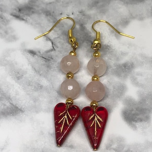 Herz Ohrringe, Herz Schmuck, Valentinstag Ohrringe, Valentinstag Schmuck, Valentinstag Schmuck, Baumeln Ohrringe, Tschechische Glas Herzen, Herzen