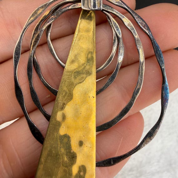 Vintage Robert Lee Morris Pendant Sterling Silver Brass Modernist