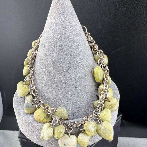 Connemara Heart Charm Bracelet Silver Tone 8"