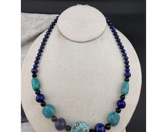 Jay King Necklace DTR Sterling Silver Turquoise Lapis Stone 18"