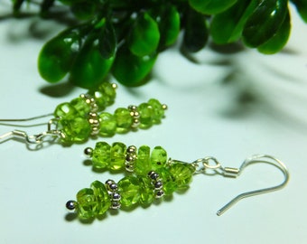 Peridot Ohrhänger mit 925 Silber,Edelsteine, Ohrringe, passend zur Kette, oder Armband, Heimarbeit, Geschenk zum Muttertag oder Geburtstag,