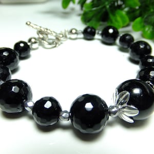 Black Tourmaline - Schörl&quot; bracelet, gemstone bracelet, bracelet, silver, handmade