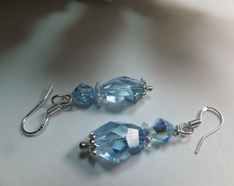 Faceted brand crystal SWAROVSKI earrings 925 silver,SALE cheaper now