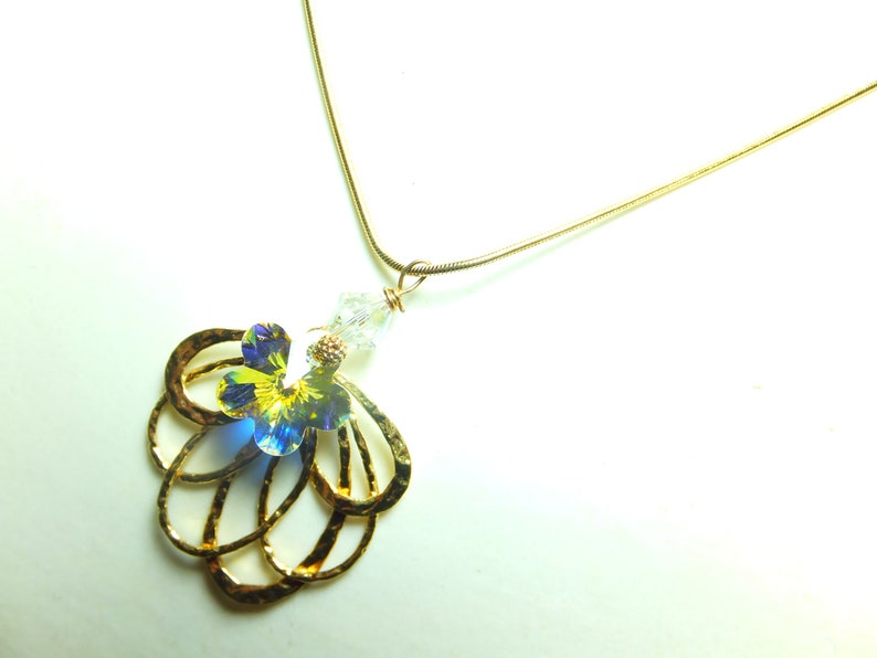 Necklace with ornament and gold plated chain and precious crystal, gemstone necklace, handmade image 5
