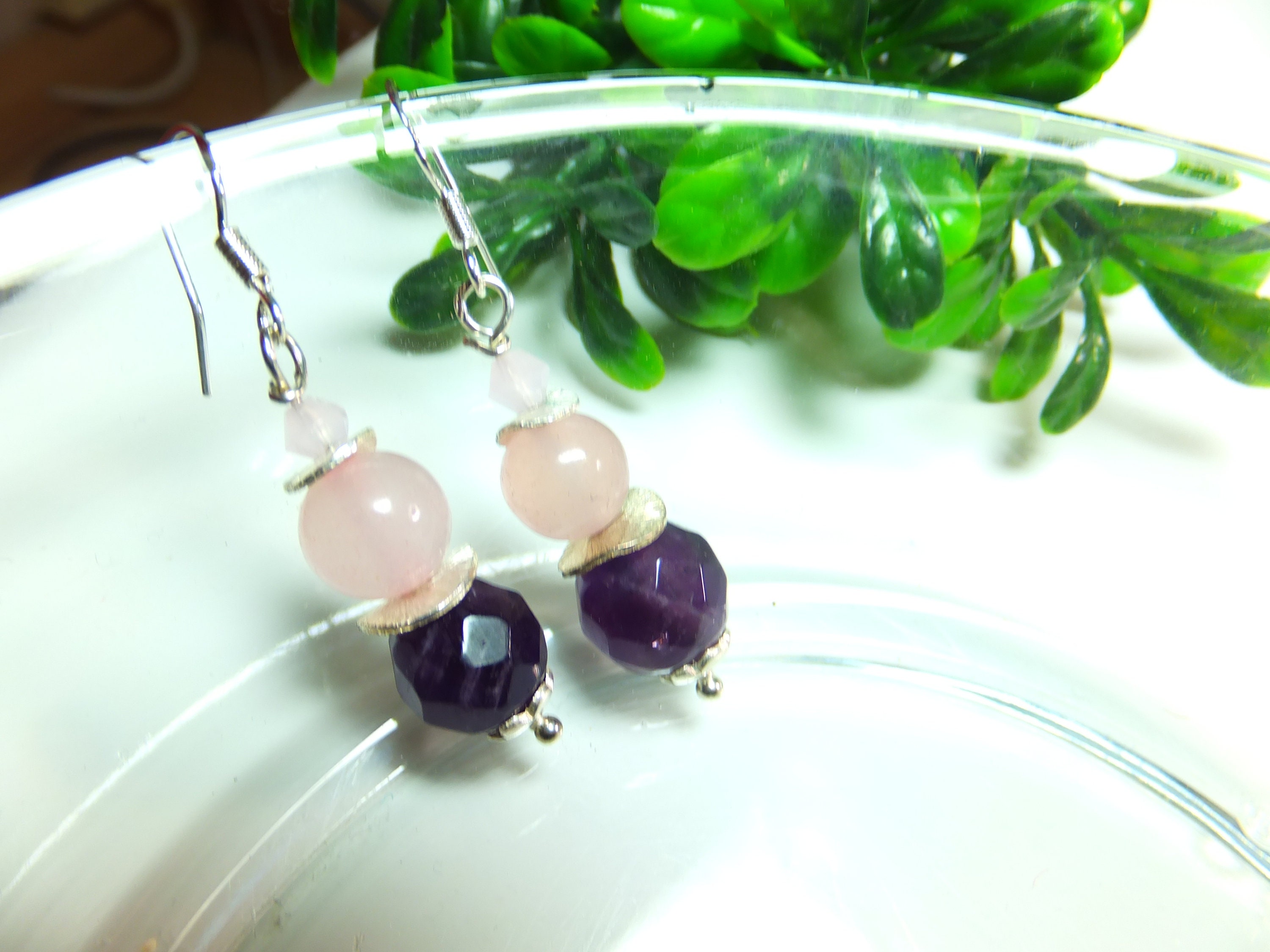 Faceted Amethyst with Rose Quartz" 925 Silver,