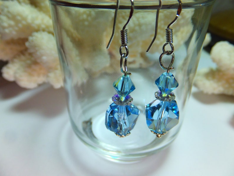 Faceted brand crystal SWAROVSKI earrings 925 silver,SALE cheaper now image 3
