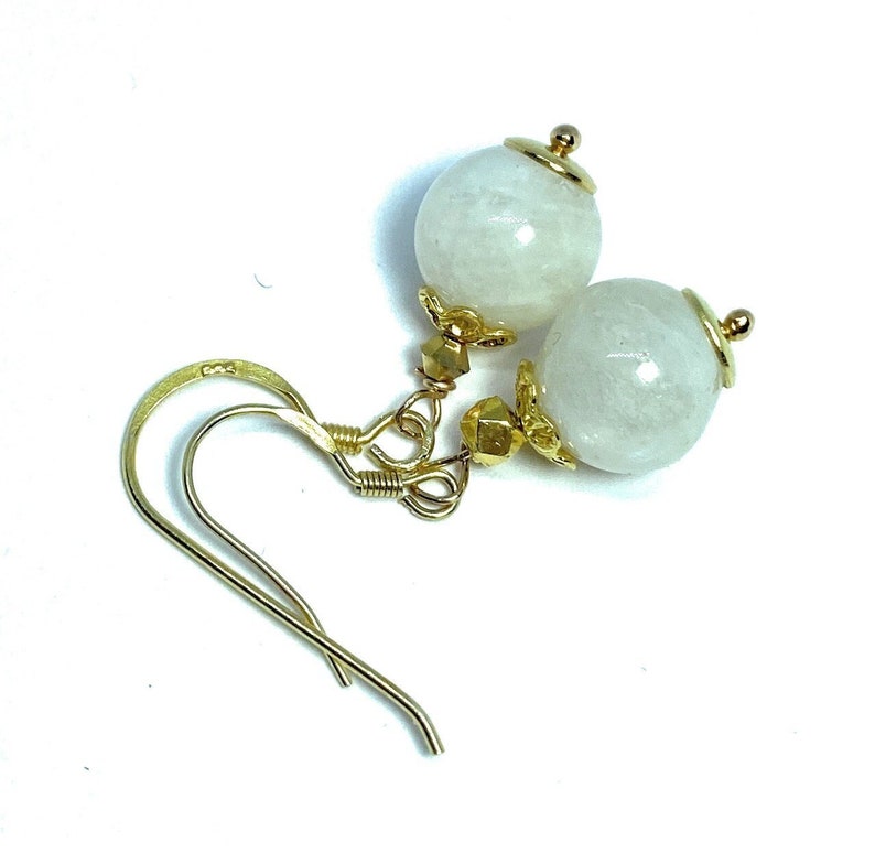 Moonstone earrings in gold, 10 mm thick beads, hanging earrings, Hochyeit, bridal jewelry, communion, confirmation, handmade, unique, image 1