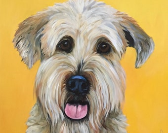 Custom Dog Portrait Painting | Hand Made by Canadian Artist | Acrylic Paint on Raised Wood Panel | Original Art | 14 x 14"