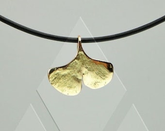 XXS Ginkgo GOLD 750 Collier Geschenk  vom echten Blatt