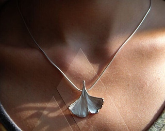 Ginkgo 925 silver imprint from the real leaf Necklace XS17