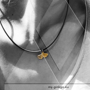 XXS Ginkgo GOLD 750 Collier Geschenk vom echten Blatt Bild 2