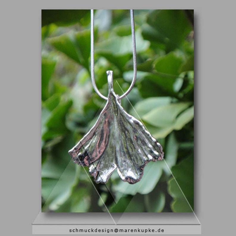 S genuine ginkgo leaf silver plated snake chain S106 image 3
