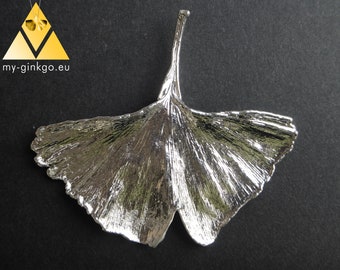 XL amulet genuine ginkgo leaf silver plated lucky charm pendant XL15