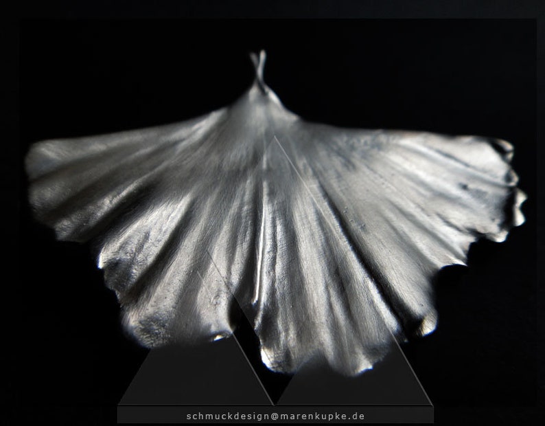 Ginkgoblatt-Anhänger 925 Silber Struktur Männer M23 画像 2