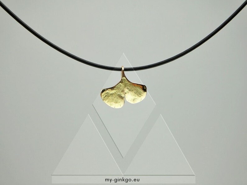 XXS Ginkgo GOLD 750 Collier Geschenk vom echten Blatt Bild 1