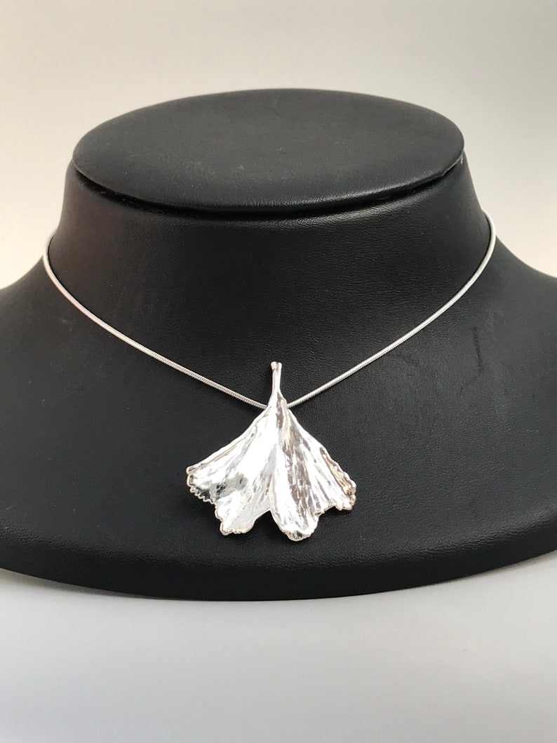 S genuine ginkgo leaf silver plated snake chain S106 image 1