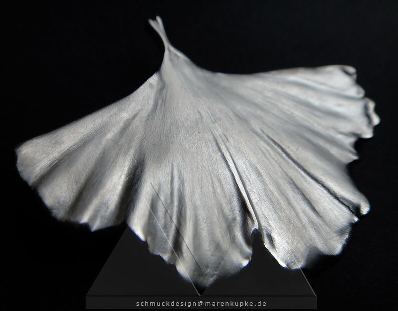 Ginkgoblatt-Anhänger 925 Silber Struktur Männer M23 画像 3