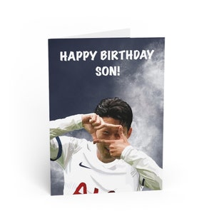 Tarjeta de Son Heung-Min, tarjeta de cumpleaños del Tottenham Hotspur, tarjeta de fútbol, tarjeta de cumpleaños, tarjeta de los Spurs, Sonny, tarjeta de cumpleaños del Tottenham.