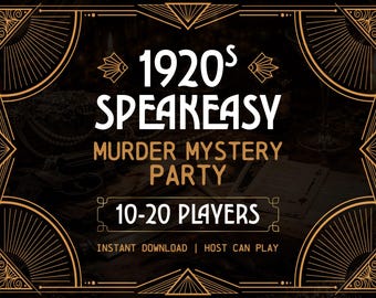 1920s Speakeasy Murder Mystery Party Game | 10–20 Players | Printable PDF | Host Plays Along