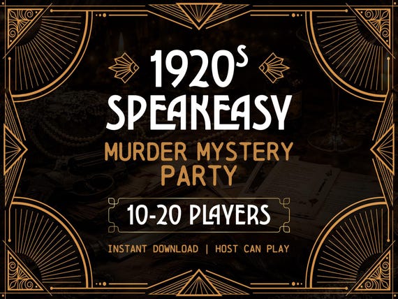 1920s Speakeasy Murder Mystery Party Game | 10–20 Players | Printable PDF | Host Plays Along