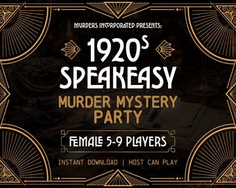 Joueuses de 5 à 9 ans | Jeu mystère Meurtre Speakeasy des années 1920 | PDF imprimable | L'hôte joue le jeu