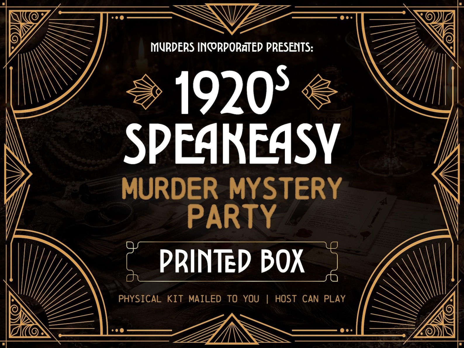 1920s Speakeasy Murder Mystery Party Game Box  Printed Kit Mailed  Host Plays Along