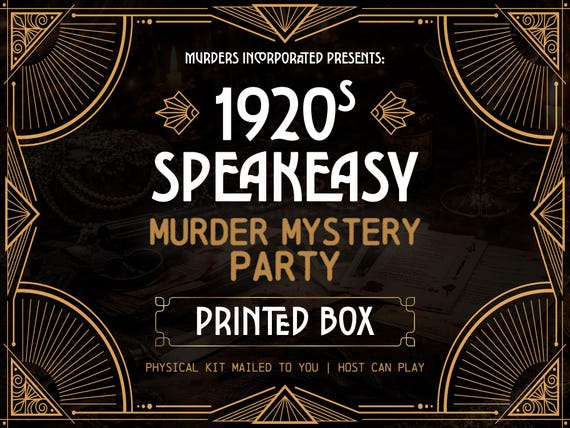 1920s Speakeasy Murder Mystery Party Game Box | Printed Kit Mailed | Host Plays Along