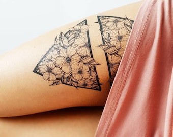 Floral triangle A5 temporary  tattoo halloween/beach/holiday/boho