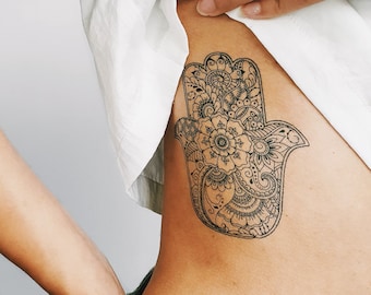 Hamsa hand design A6 small temporary tattoo boho/holiday/beach/festival/christmas gift