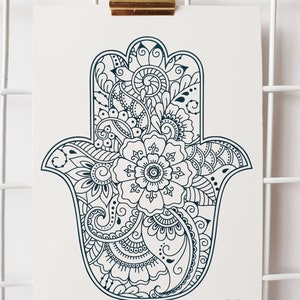 Hamsa Hand Design A6 Small Temporary Tattoo Boho/holiday/beach/festival ...