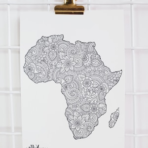 NEU- Afrika Landkarte temporäres Tattoo klein A6 Urlaub/ethnisch/kulturell/Afrikanisch/Reisen/Boho