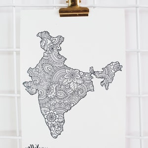 NEU- Indien Landkarte temporäres Tattoo klein A6 Urlaub/kulturell/ethnisch/indisch/Geschenkidee
