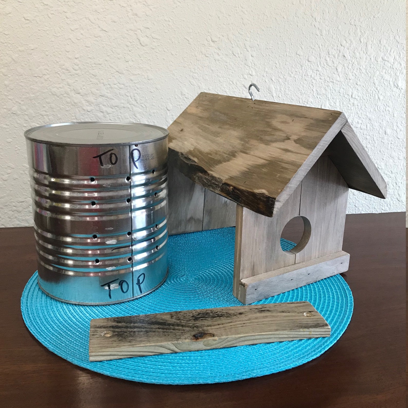 Tin Can Birdhouse Recycled Bean Can Birdhouse Pallet Wood Etsy