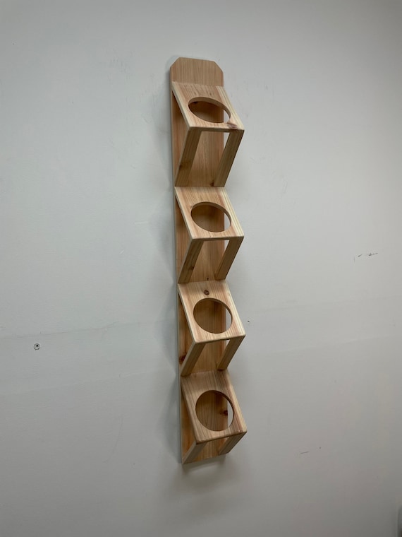 Large Cedar Wall Planter, Solid Wood 4-Pot Display, Vertical Plant Holder, Ready to Ship