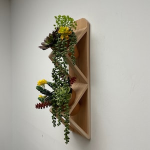 Cedar Wall Planter, Natural Solid Cedar Planter, Hanging Succulent or Herb Planter, Holds two 4" clay pots, Ready to Ship Wall Planter