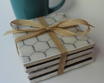 Modern Coasters - Set of 4 - Ceramic Coasters - Tile Coasters - Drink Coasters